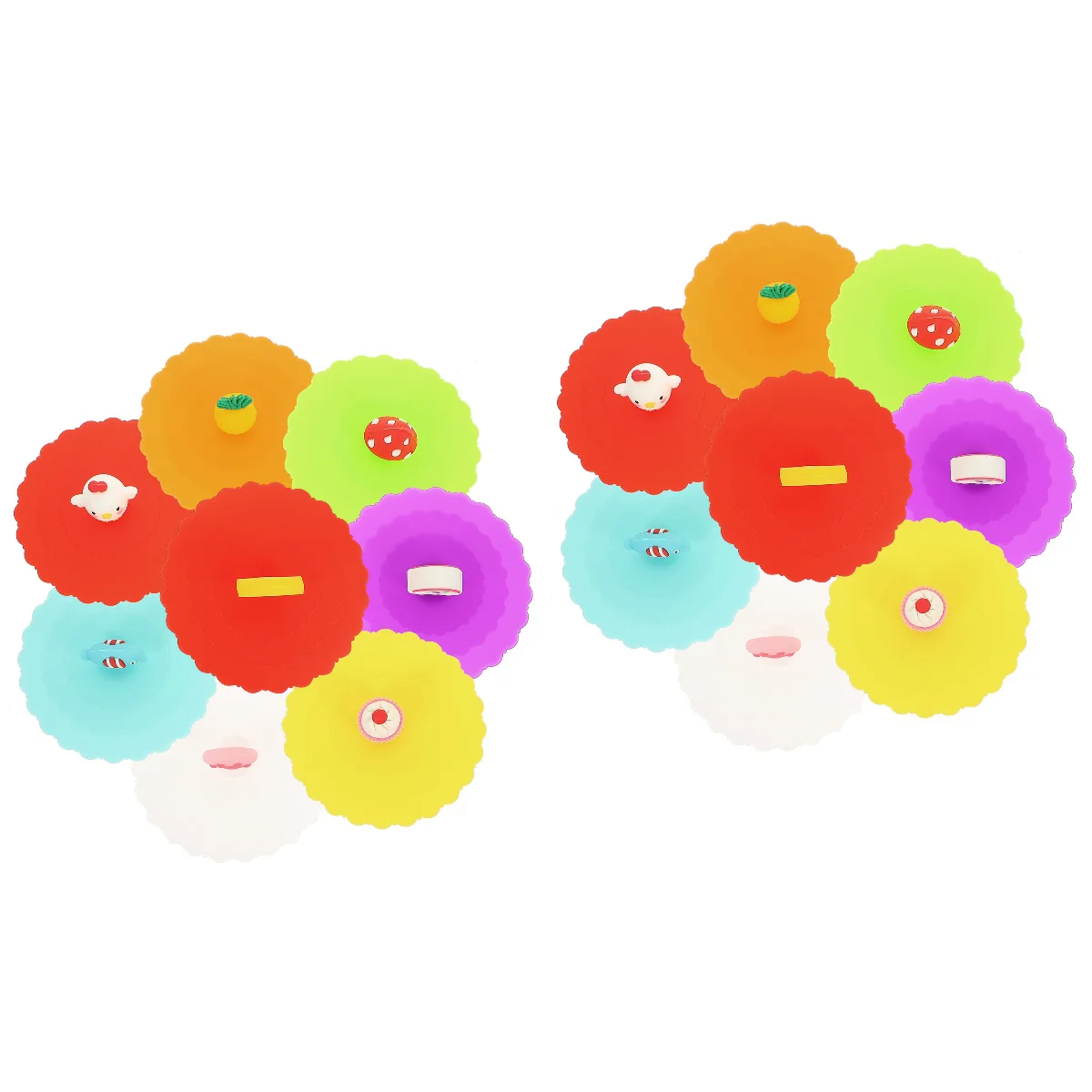 

16 Pcs Cup Covers Universal Mug Covers Wave Design Cup Lids Cartoon Mug Lids