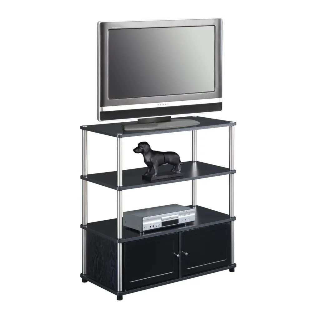 With Storage Cabinets And Shelves For Tvs Up To 40 Inches, Black