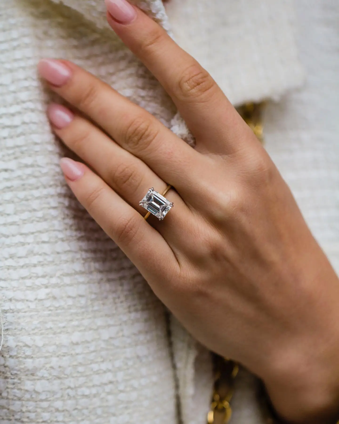 JOVOVASMILE Moissanite Engagement Ring Diamond 4.6 Carats 11x8mm Emerald Cut  Double Claw Jewelry