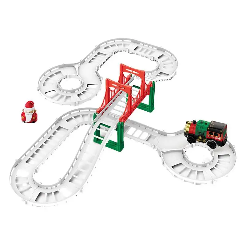 

Рождественские игрушки для строительства железнодорожных автомобилей, семейная гоночная дорожка с аккумулятором, игрушки для строительства железнодорожных автомобилей, Монтессори