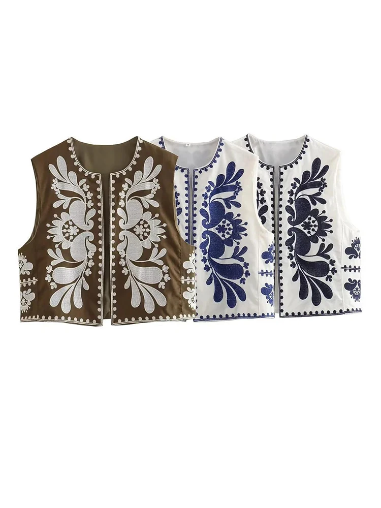 

Летний топ с цветочной вышивкой, женские свободные топы без рукавов