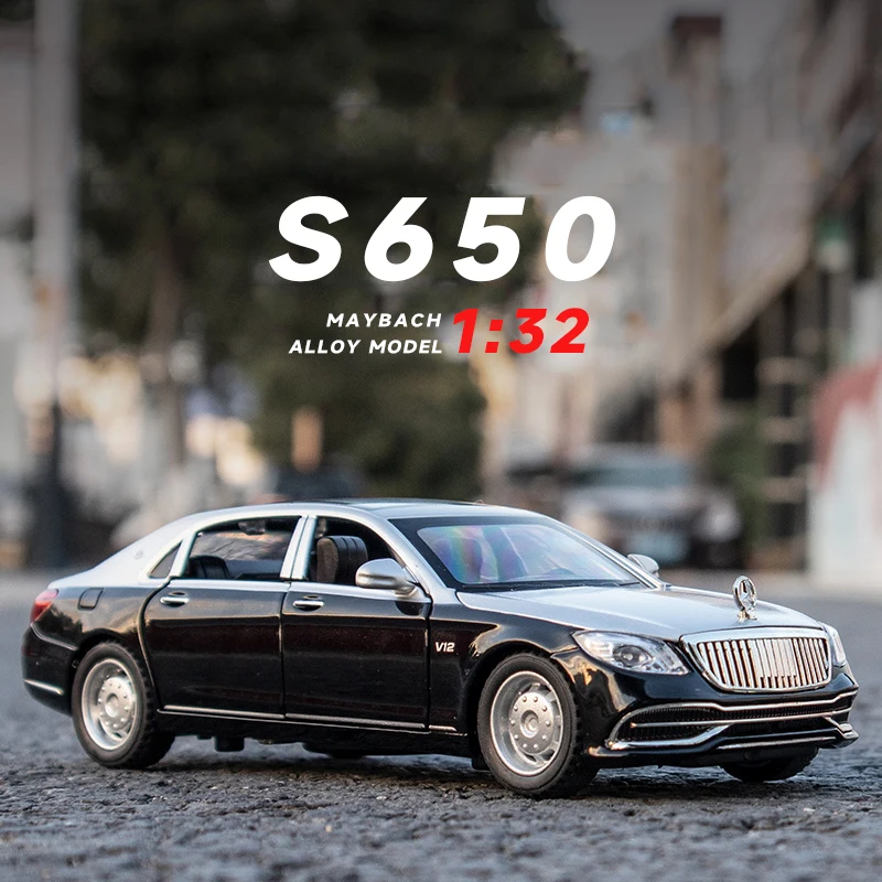 

Luxury 1:32 Alloy Model Car Benz S650 V12 Maybach Miniature Sound&Light Diecast Metal Vehicle Children Gifts Display Toys Boys