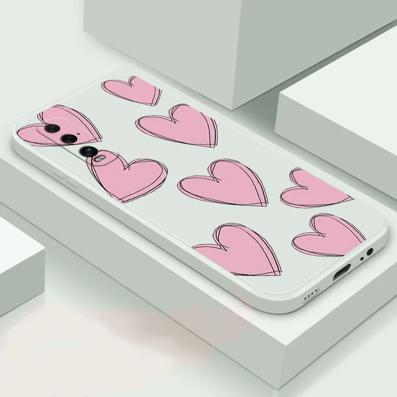 

For OPPO Find X2 Pro Find X3 Soft Case TPU Silicone Phone Shell Love Heart Back Cover Phone Color Case