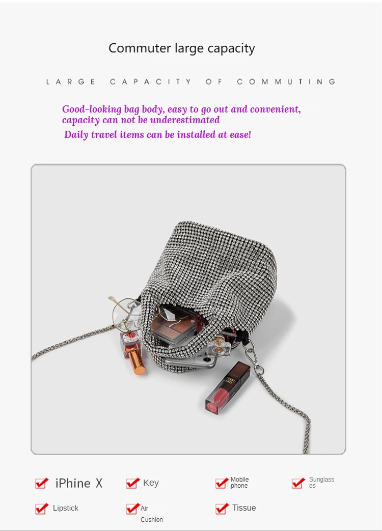 Popular AW Wang Rhinestone Handbag 2022 new trendy diamonds bag crossbodybbag shining party clutch luxury brand design