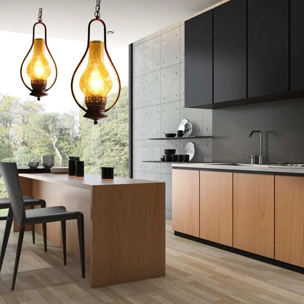 

Vintage Barn Lantern Kerosene Lamp Hanging Light Shade Industrial Ceiling Bar