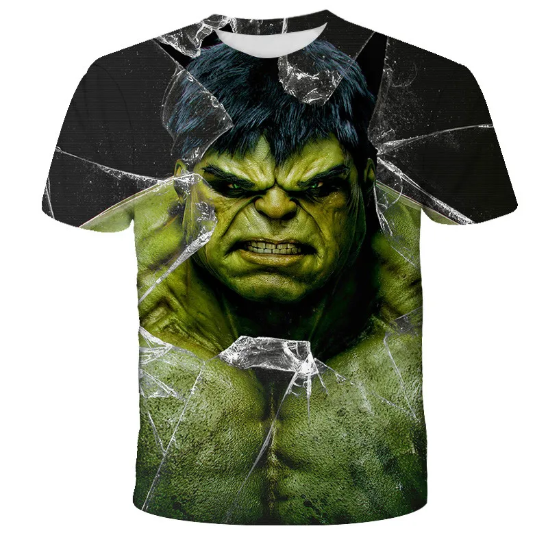 

O-neck Marvel Superhero Big Hulk Print Fashion Trend New T-shirt Summer Men's Short Sleeve Casual Wear 2021 Asian Size