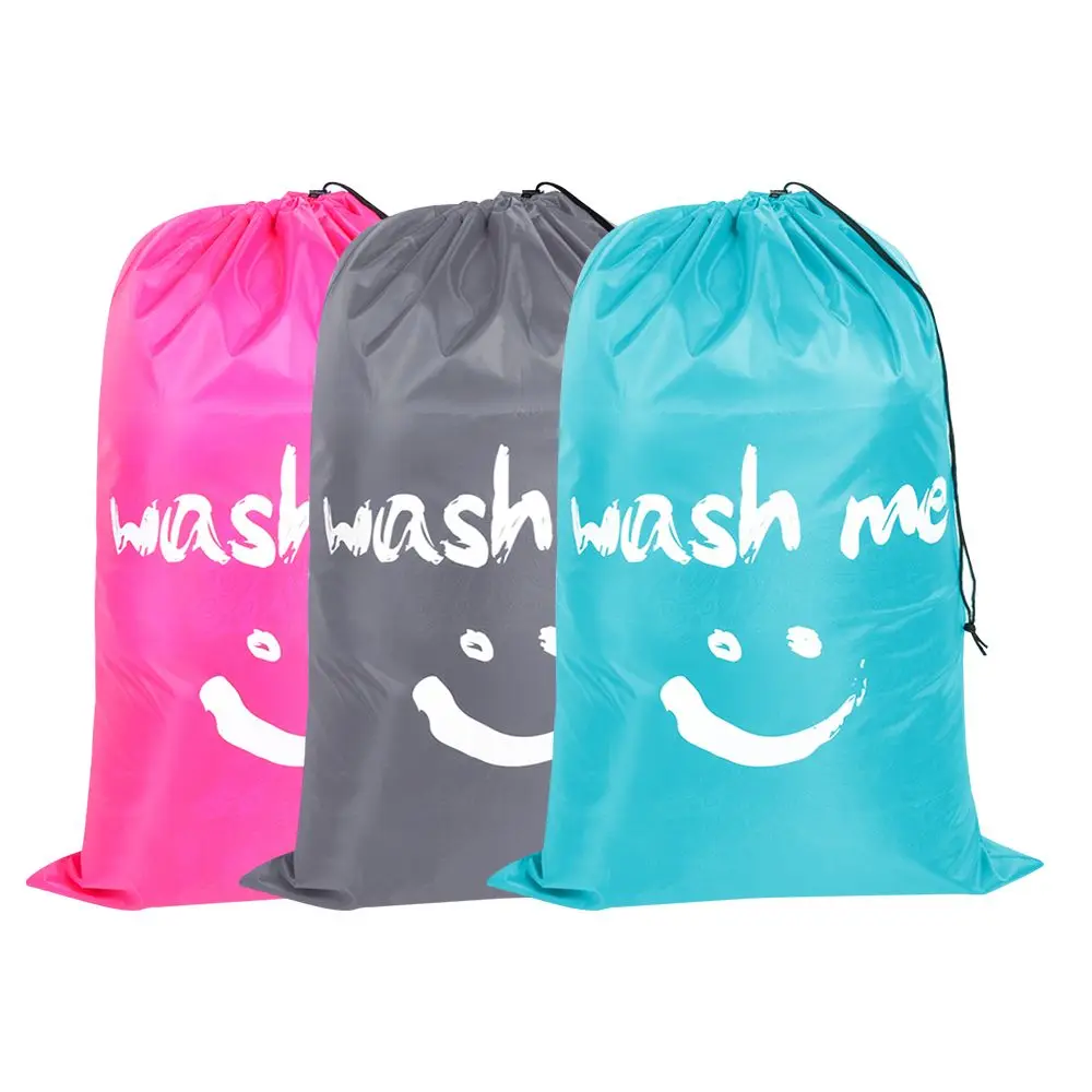 

Hot Sale Nylon Laundry Bag Travel Storage Pouch Machine Washable Dirty Clothes Organizer Wash Drawstring Bag