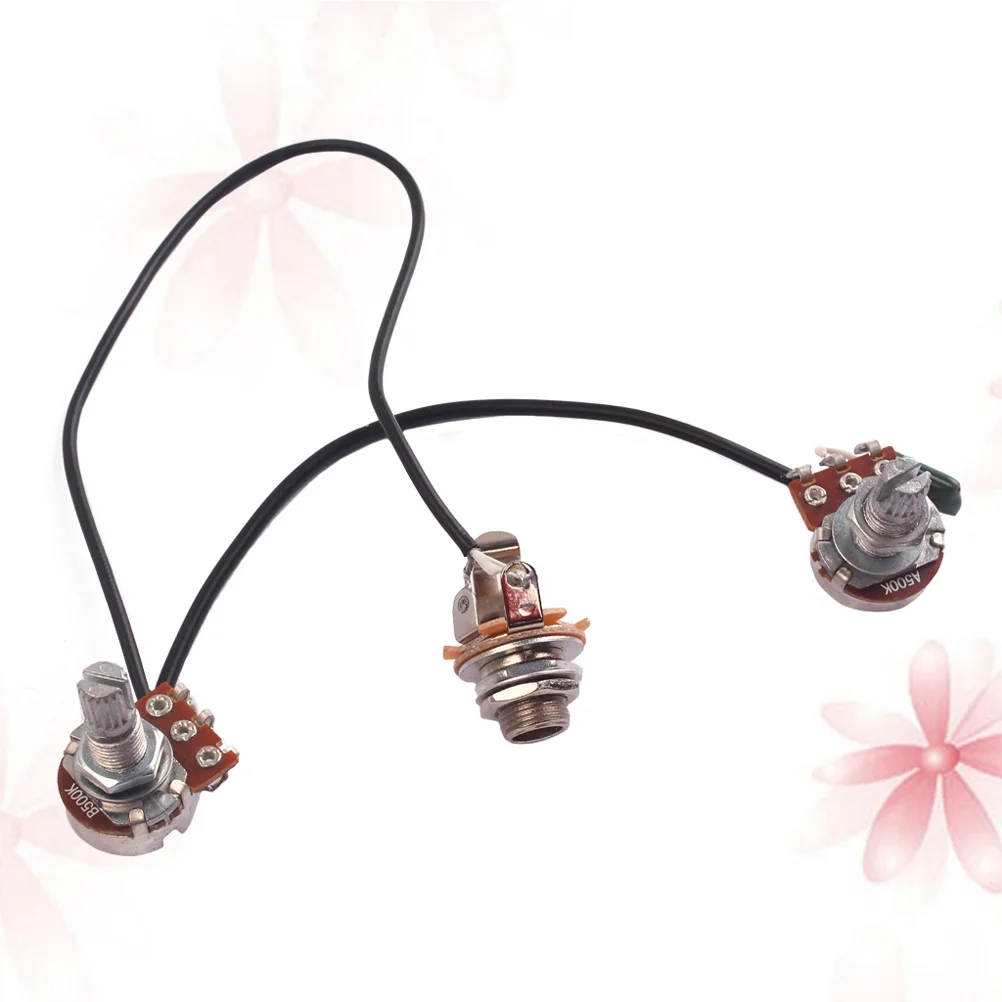 

3pcs Guitar Wiring Harness Guitar Potentiometer Shaft Audio Taper Pots with Copper Volume and Tone Bass controller remote