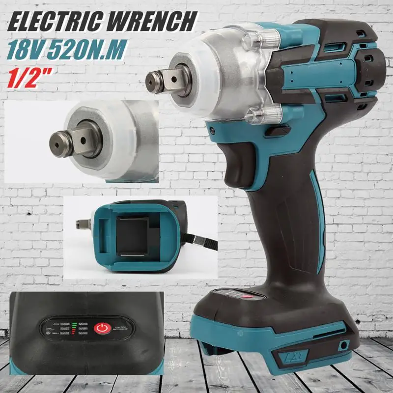 

Aleekit 18V 520N.m Torque Electric Brushless Impact Wrench Cordless 1/2 Socket Electric Wrench Power Tool Without Battery