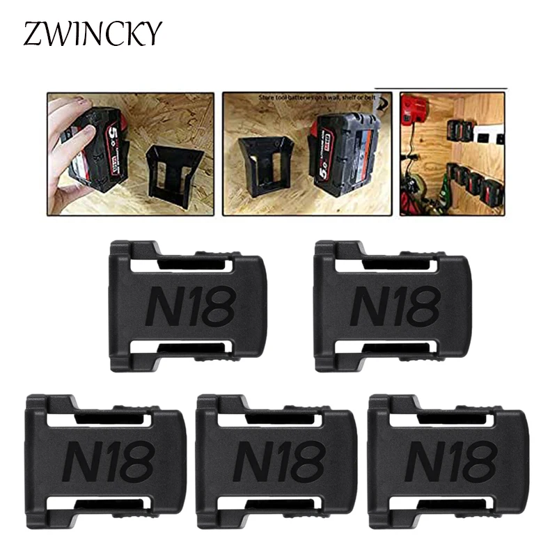 

ZWINCKY 5/10 pcs Battery Holder for Milwaukee Battery Mount Dock Holder Fit for M18 48-11-1850 18V Mount Holder Cover Dock Clip