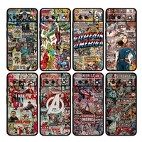 marvel aesthetic collage shockproof cover for google pixel 6 6a 6pro 5 5a 4 4a xl 5g black phone case shell soft fundas coque