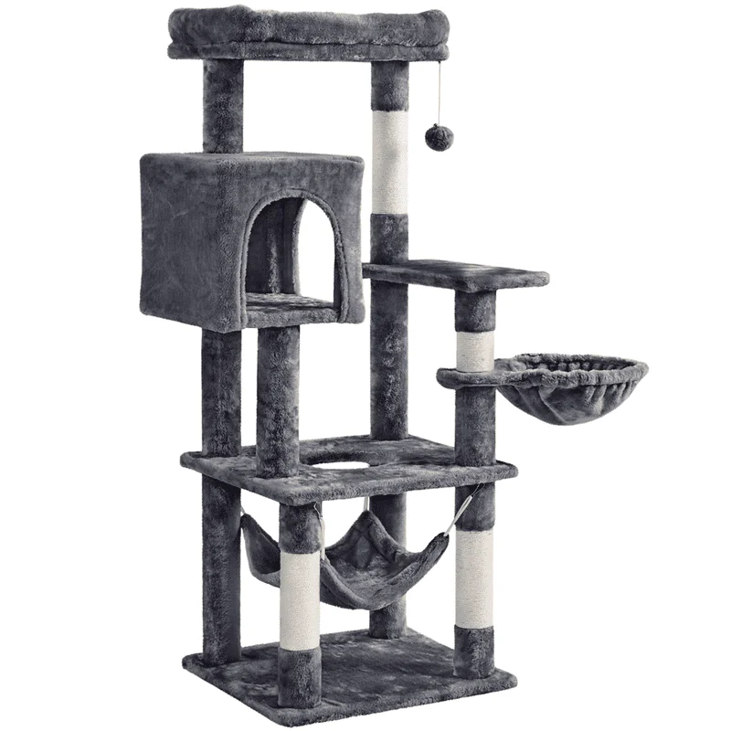 

Medium Plush Cat Tree Tower with Scratching Post for Kittens, Dark Gray