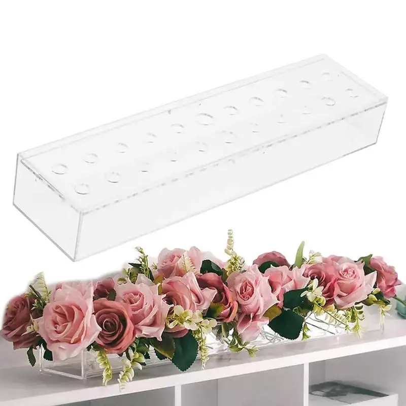 

Acrylic Flower Vase 15.7 In Long Rectangular Acrylic Clear Modern Floral Vase Long Decorative Modern Vase For Weddings Parties