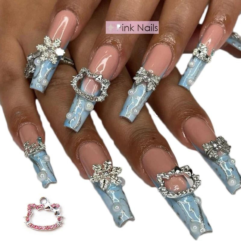 

12pcs 3D Luxury Multi-Colors Cat Nail Charms Alloy Crystal Maincure Decorations DIY Rhinestones Nails Accessories