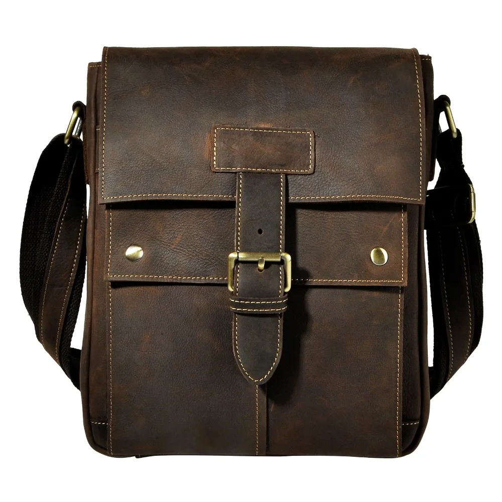 

Fashion Real Leather Male Casual Messenger bag Satchel Cowhide Design Crossbody One Shoulder bag School Book Bag For Men 8571