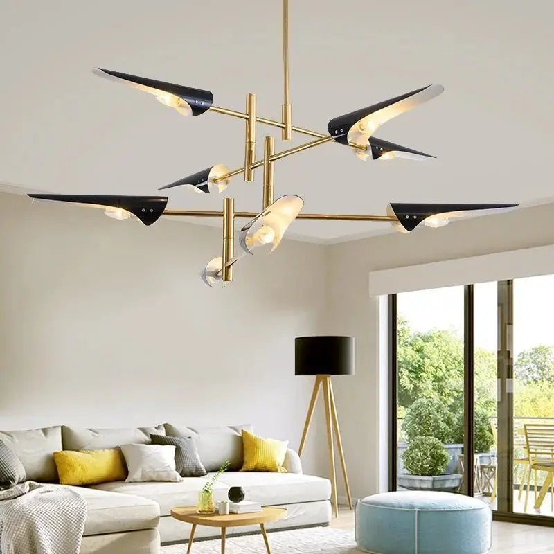 

Chandelier Nordic Creative Aircraft Light Living Room Decoration Simple Industry Black White Pendant Lamp For Dining Room Bar