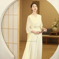 2022 chinese dress traditional cheongsam retro qipao dress women vintage oriental dress chinese chiffon dress oriental qipao