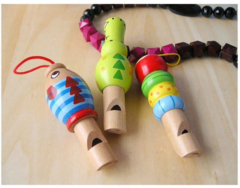 

1Pc Infant Whistling Toy Wooden Random Color Toys Cartoon Animal Whistle Educational Music Instrument Toy for Baby Kids Children