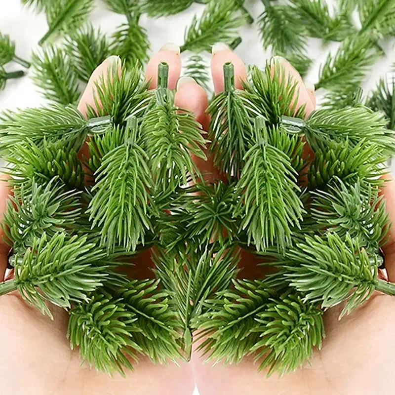 

Mini Artificial Pine Needle Branches DIY Green Snow Pine Branch Fake Plants Christmas Tree Ornament Wreath Home Decor Wholesale