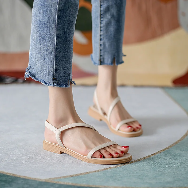Fashion Womens Shoes 2023 Female Sandal Soft  Clear Heels Luxury Girls Beige Comfort Low New Summer Scandals Basic Rubber Solid