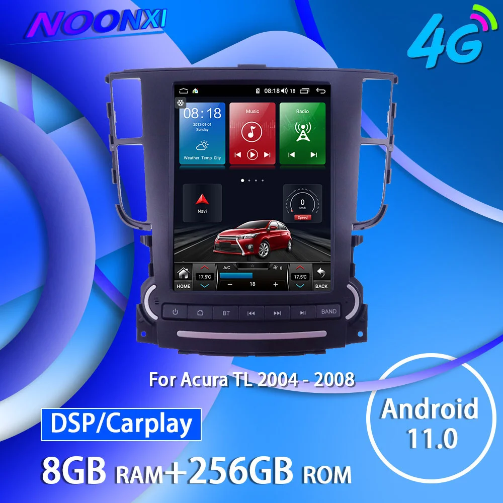 

Автомобильный мультимедийный DVD-плеер, IPS Android 11,0, 8 ГБ + 256 ГБ, для Acura TL 2004-2008, автомобильный стереомагнитофон, головное устройство DSP Carplay