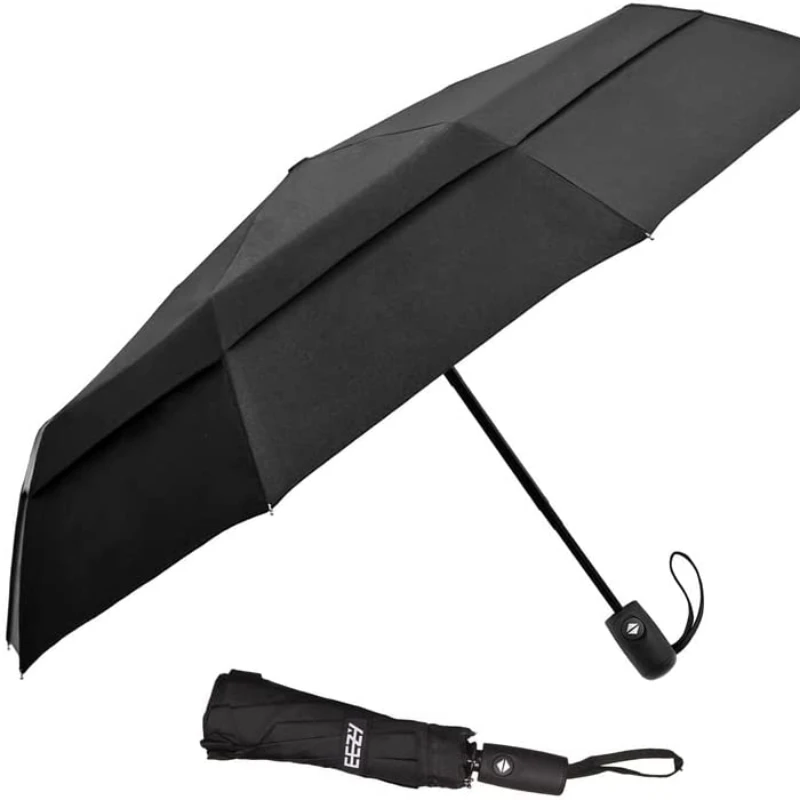 

Windproof Travel Umbrellas Rain Lightweight Strong Compact with Easy Auto Open Close Button Single Hand Use Double Vented Canopy