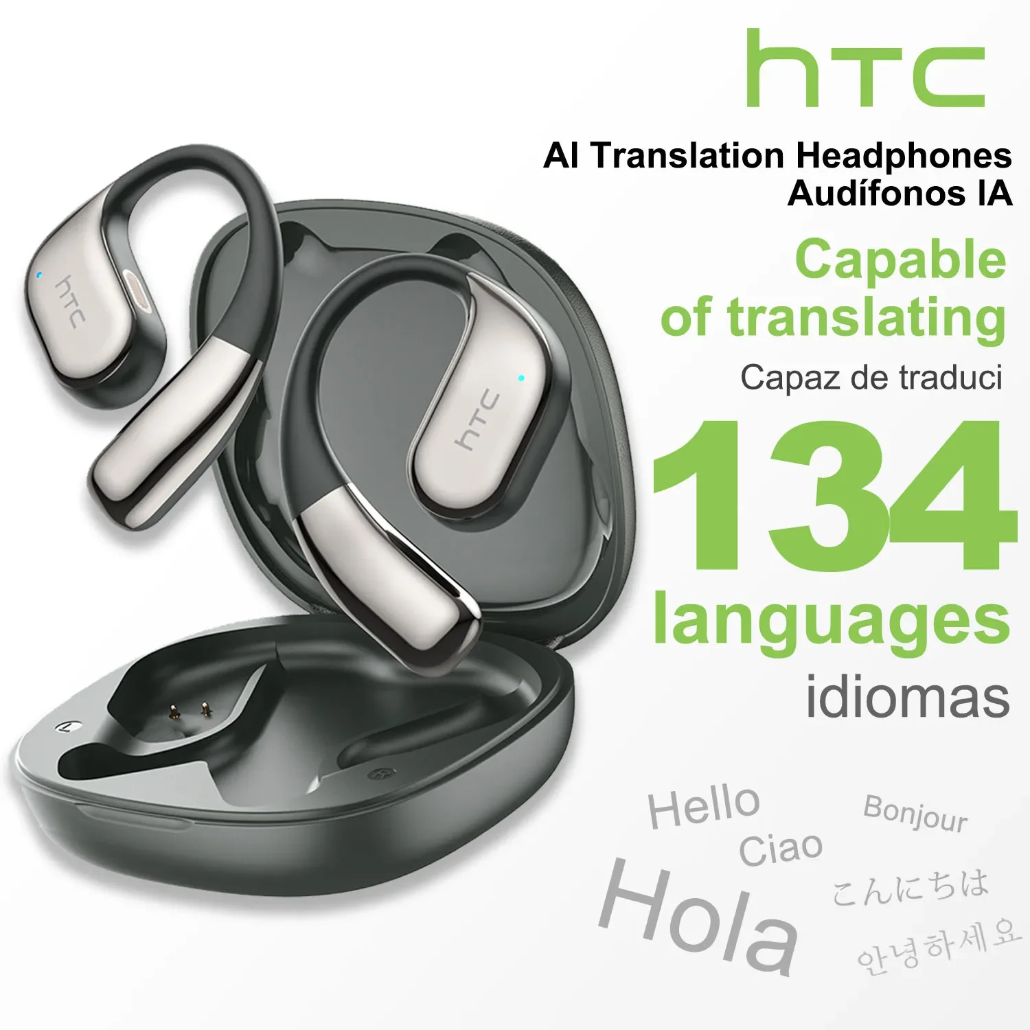 Фото HTC NE39 Bluetooth-наушники AI-переводчики OWS Спортивные беспроводные наушники Удобные ушные крючки Сверхдлительное время автономной работы №1