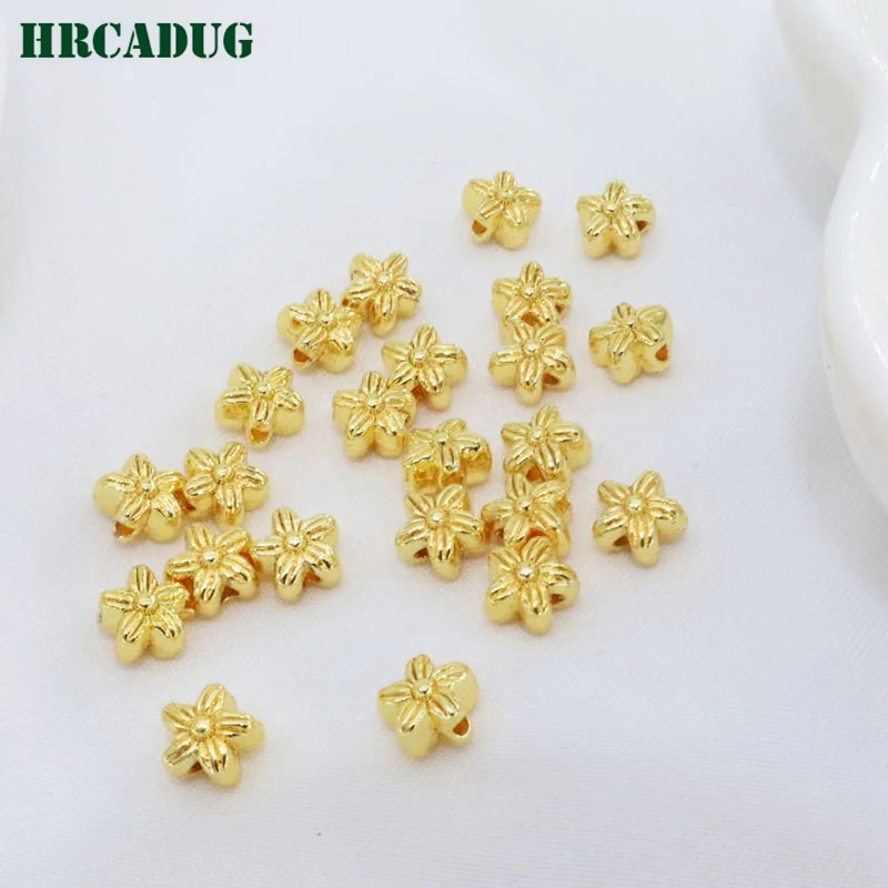 Flower Bead 18K Gold Plated Bracelet Beaded Fittings Separation Beads For DIY Handmade Jewelry Accessories Findings Spacer Beads