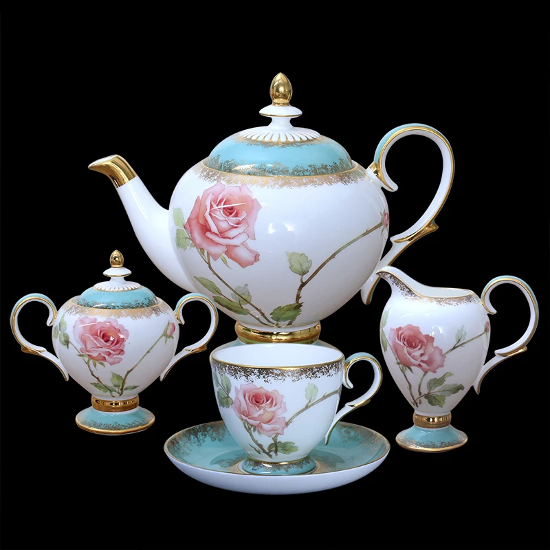 

Bone China Coffee Cup Set Pot Sugar Jar Luxury Espresso Coffee Cups Saucers Couple