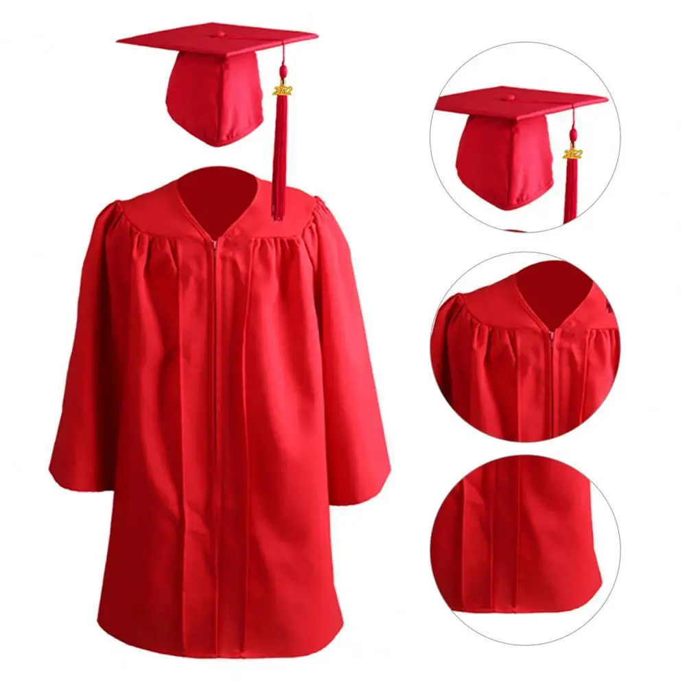 2Pcs/Set Kids Cap Gown Set Cute Lightweight Pleated for Preschool Graduation Gown Kindergarten Graduation Gown