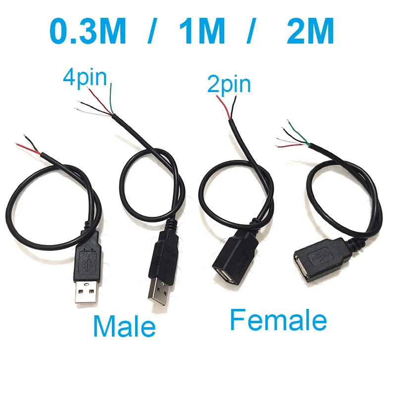 5 В USB 0 3 м 1 2 Pin 4Pin провода сделай сам usb штекер гнездо кабель питания удлинитель