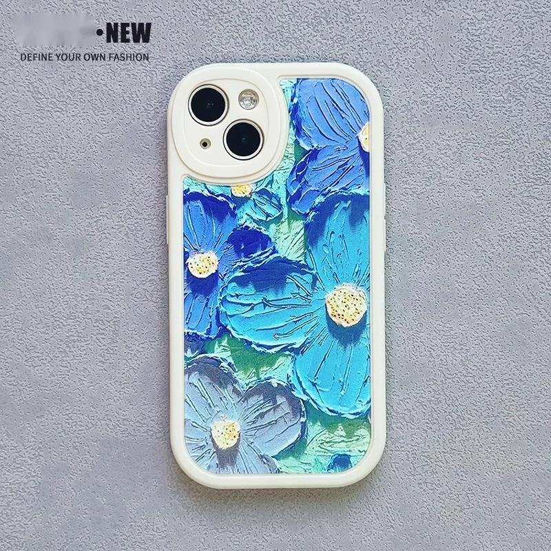 

For iphone14 13promax 12 11 XR / xsmax Oil painting flowers women's full package anti fall set mobile phone case