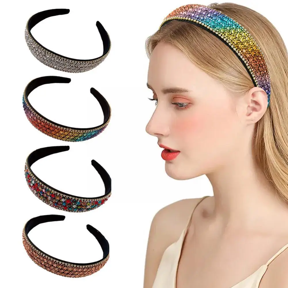 

1pcs Crystal Headbands Fashion Hair Hoop Bands Bezel Hair Rhinestones Headdress Luxurious Women Hairbands Accessories Spong M3M8