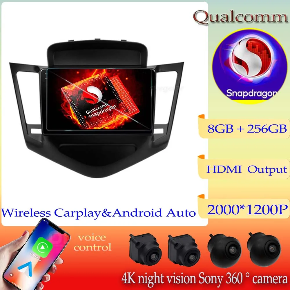 

Автомагнитола Qualcomm Snapdragon Android 13, DVD для Chevrolet CRUZE 2009-2011 2012-2014, GPS-навигация, мультимедийный видеоплеер