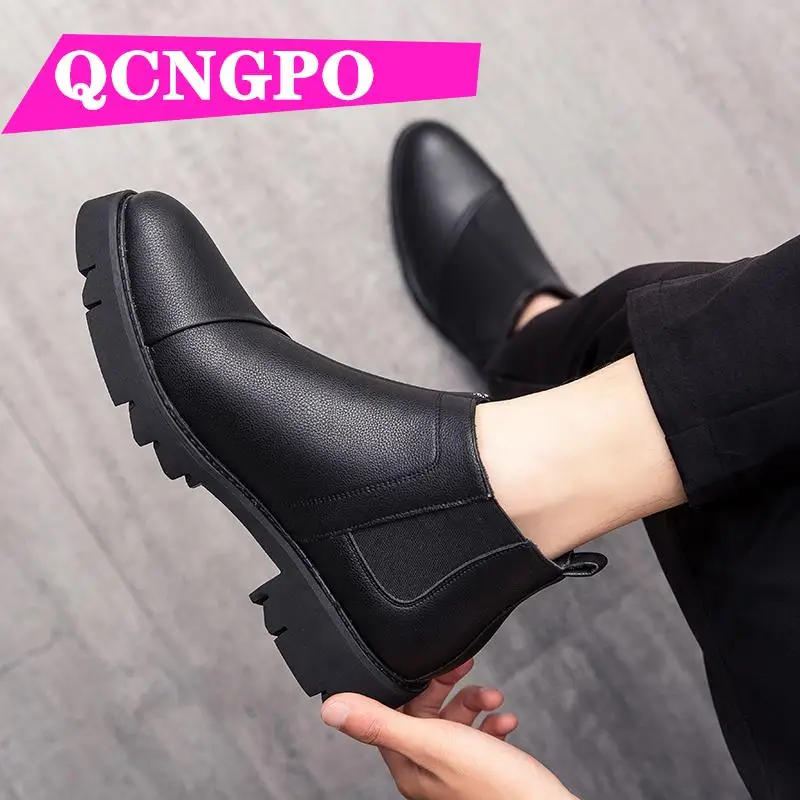 

Chelsea boots men's winter boots ankle boots vintage boots leather boots retro boots short boots Medium Cut casual boots
