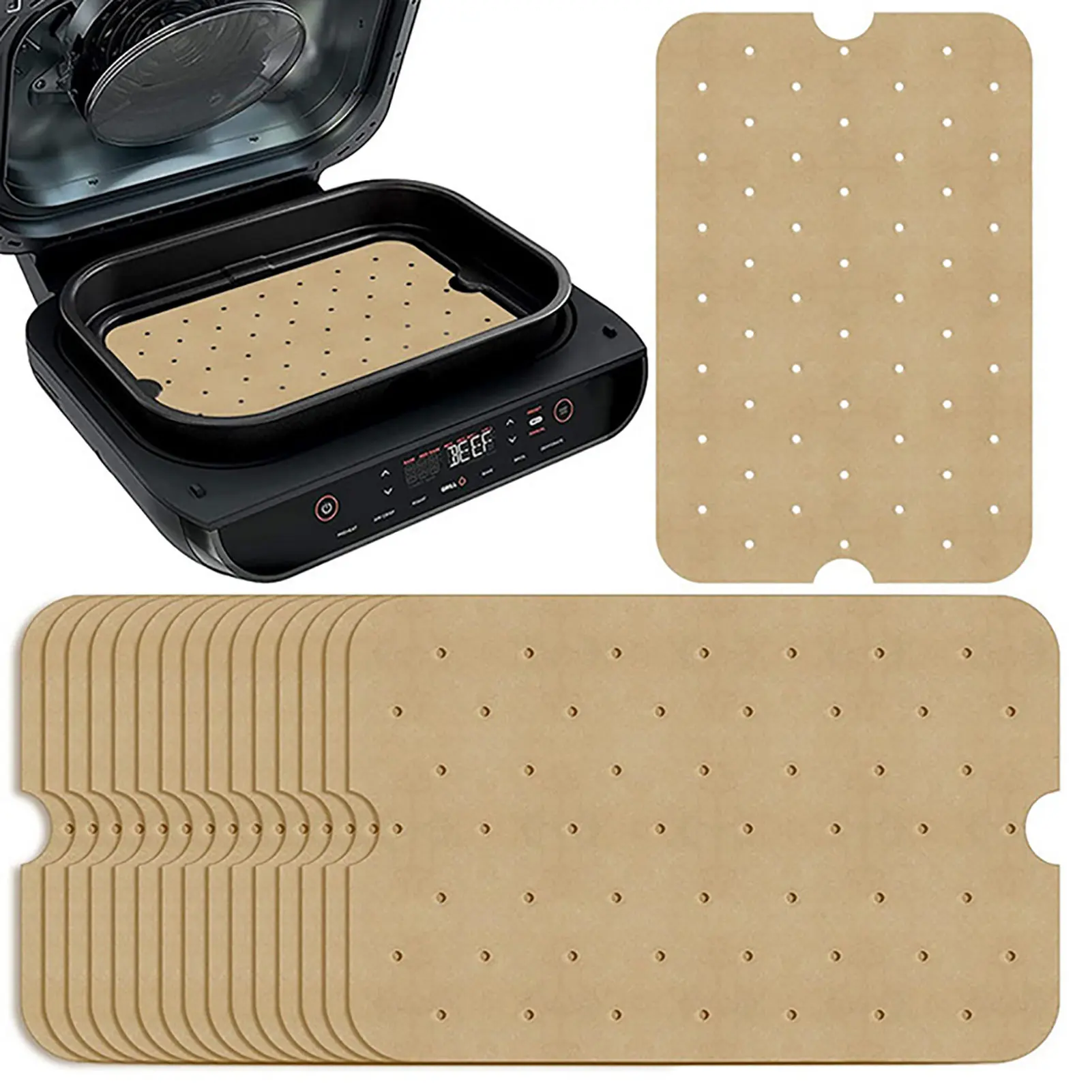 

100-Pcs Parchment Paper Liners Air Fryer Paper Liners Rectangle Baking Sheet Paper Liners Heat Resistant Perforated Liners For