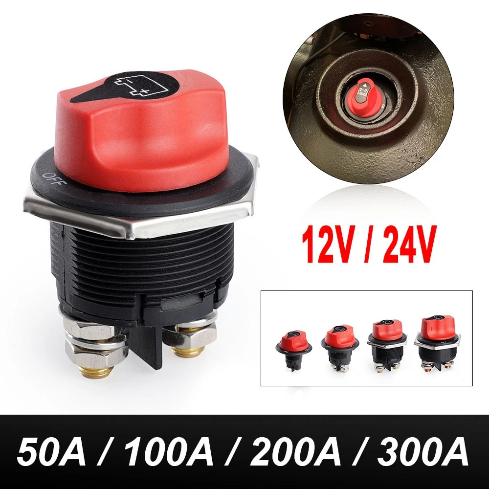 Battery Disconnect Switch Battery Master Power Cut Off Switch  DC 32V 50A 100A 200A 300A Battery Isolator Kill Switches For Car