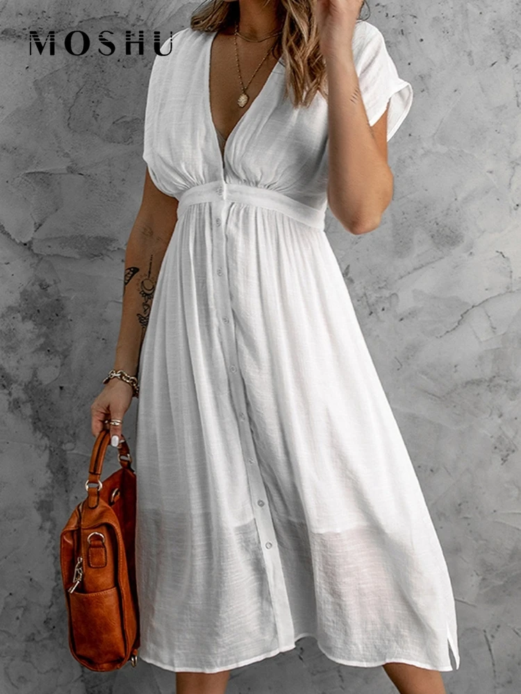 Платье женское на пуговицах повседневный длинный пляжный сарафан без рукавов