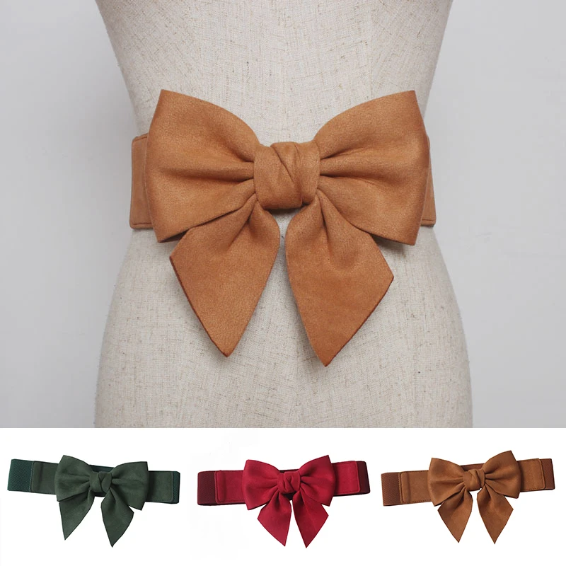 

Корейский пояс с большим бантом, поясной ремень, корсет, аксессуары, эластичный пояс для платья, женский темно-синий, красный, черный широкий корсет, пояс