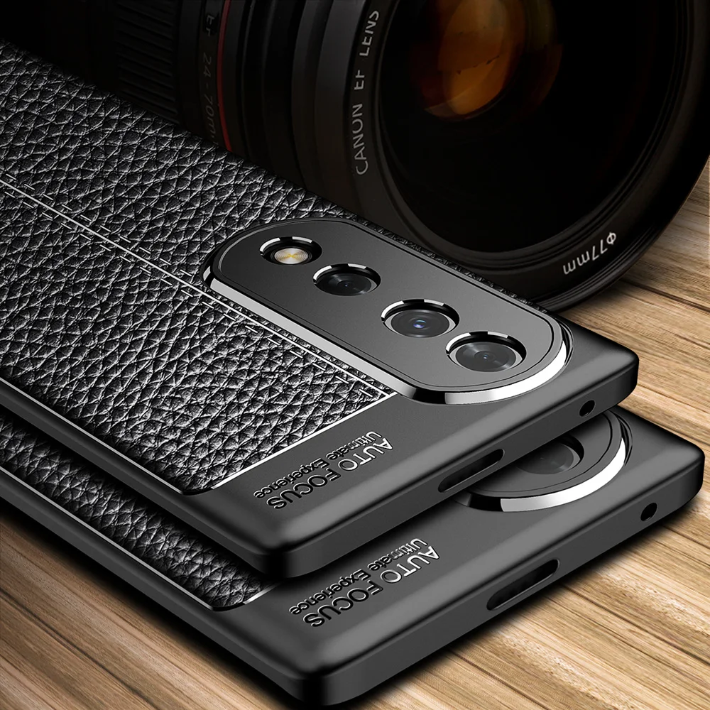 

Shockproof Case for HONOR 70 Pro+ Luxury Leather Texture Soft Silicone Phone Back Cover for Huawei Honor 70 Pro Plus