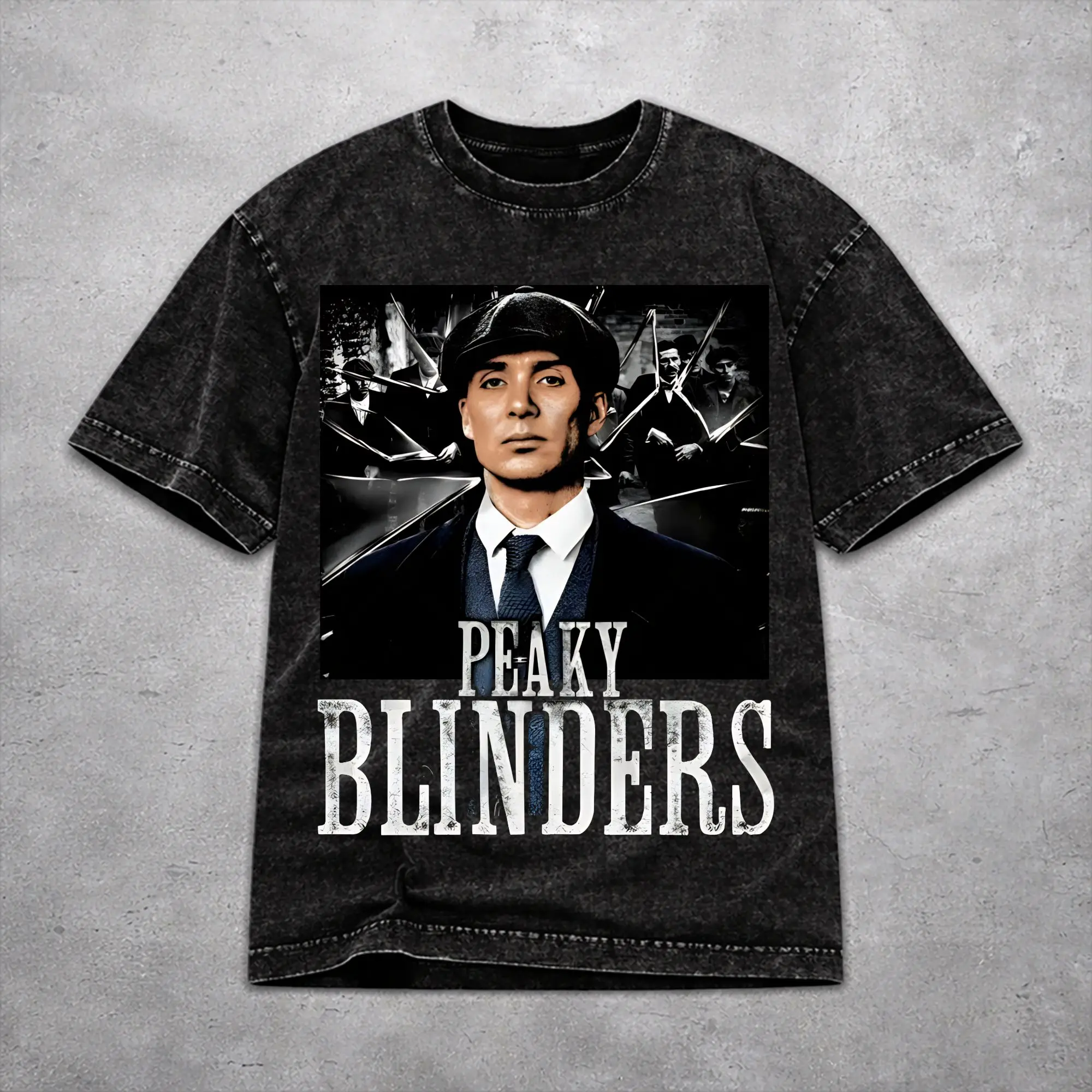 Фото Футболка унисекс Tommy Shelby Peaky Blinders The Immortal Man, хлопковая, с принтом, модная, с эффектом потертости №1