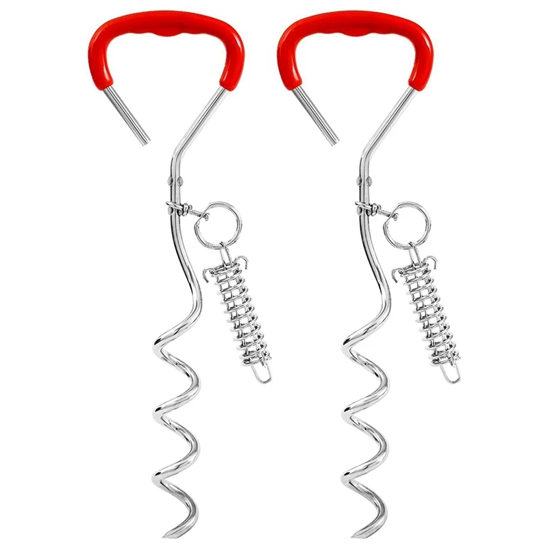 

2 Piece Dog Tether Post With Spring For Training Or Camping, Ground Anchor, Peg For Dog Leash