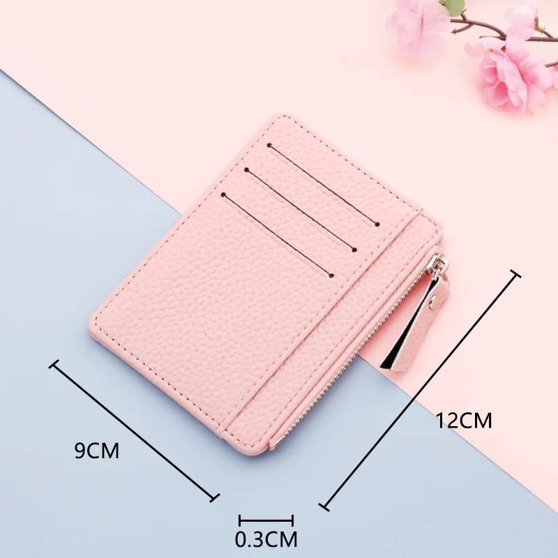 PU Leather Women ID Credit Bank Card Holder Zipper Slim Wallet Fashion Small Coin Purse Money Clip Case Cardholder Cover images - 6