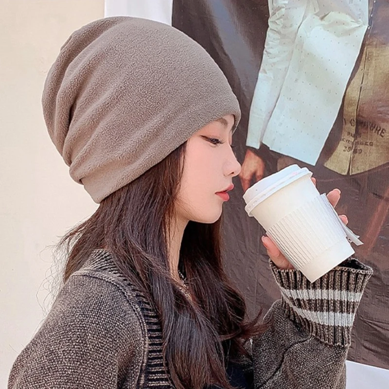 

Женская шапка 2023, облегающие шапки, однотонные вязаные шапки, облегающая шапка, весенние повседневные Бархатные женские шапки-бини с защитой от холода, шапки