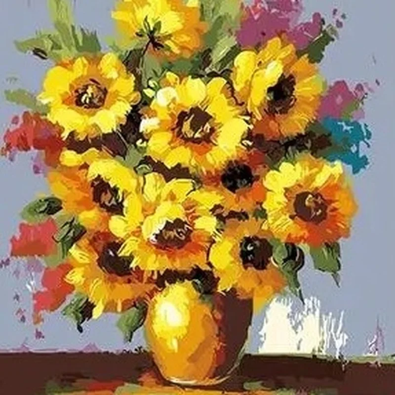 

Diamond Painting Sunflower Flower 5d Diy Mosaic Full Square Round Drill Diamant Of Rhinestone Daimond Embroidery Pictures