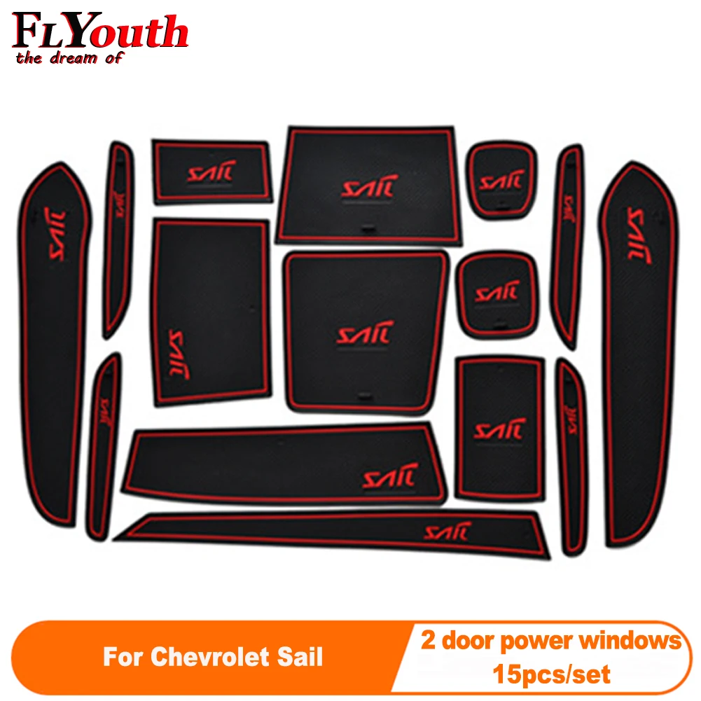 

15Pcs/Set Car Door Groove Mat For Chevrolet Sail Auto Anti-Slip Cup Mat Non Slip Door Gate Pad Car Accessories