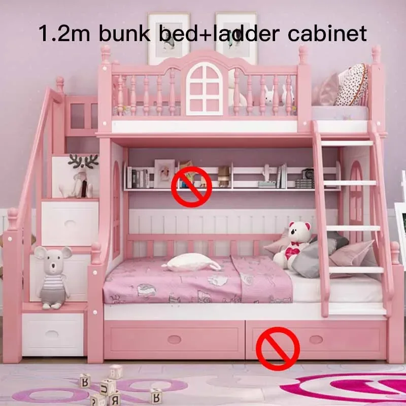 Двухъярусная кровать из массива дерева Детская подъемная принцессы