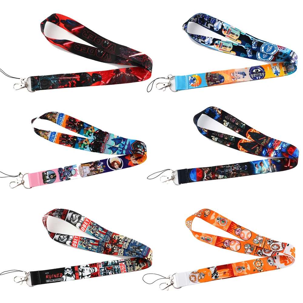 Star Wars Sci-Fi Cool Lanyards Keychain Anime Ribbon Hang Rope Keyring Mobile Phone Neck Straps Key Ring  Accessories Fans Gifts
