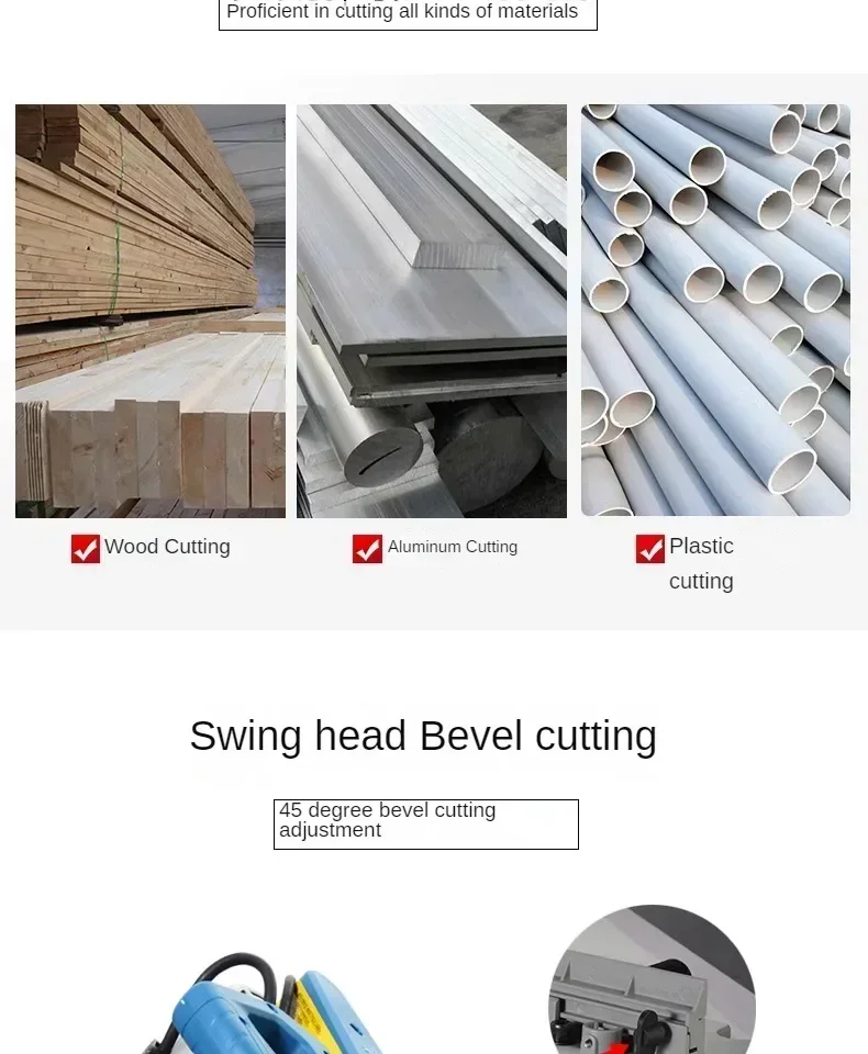 Профессиональный станок для резки алюминия 220 В с наклонным углом точных порезов