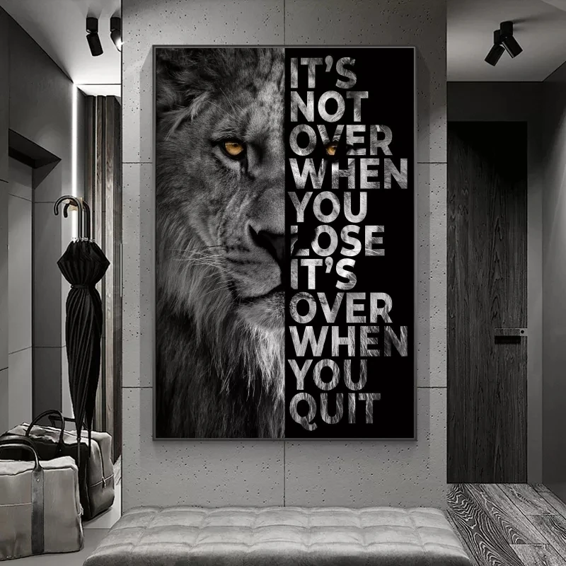 

Modern Animal Canvas Painting Lion Motivational Letters Quote Art Poster Prints Decorative Wall Art for Home Office Decoration